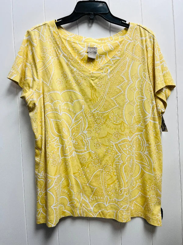 Top Short Sleeve By Chicos In Yellow, Size: Xl