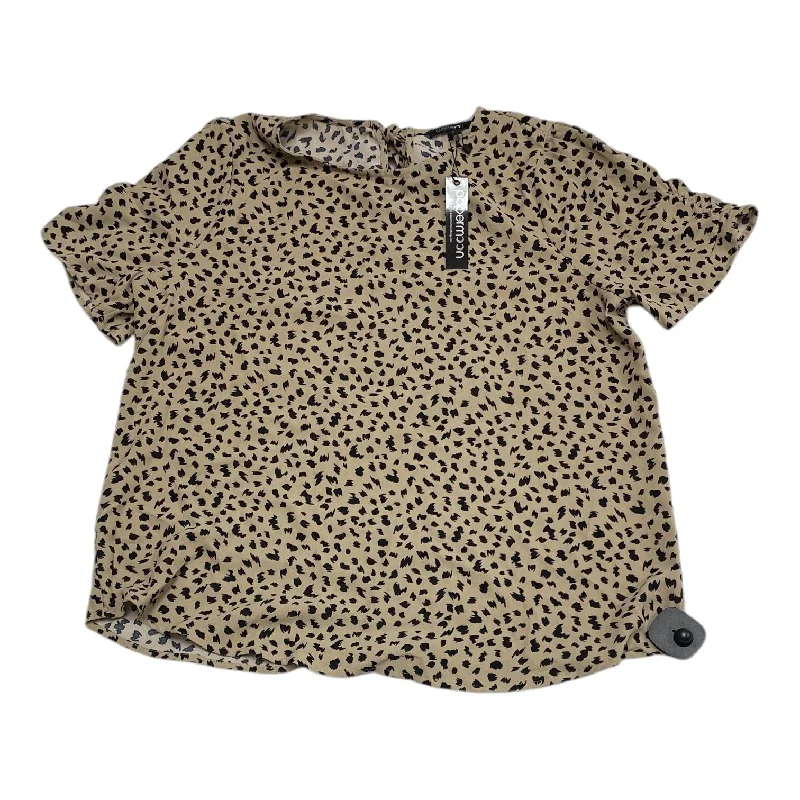 Top Short Sleeve By Papermoon In Black & Brown, Size: L