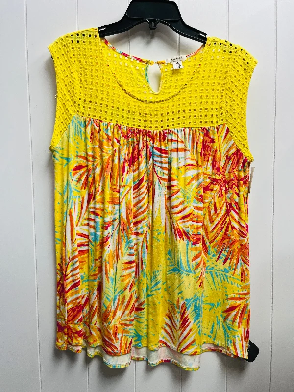 Top Short Sleeve By West Bound In Orange & Yellow, Size: Xl