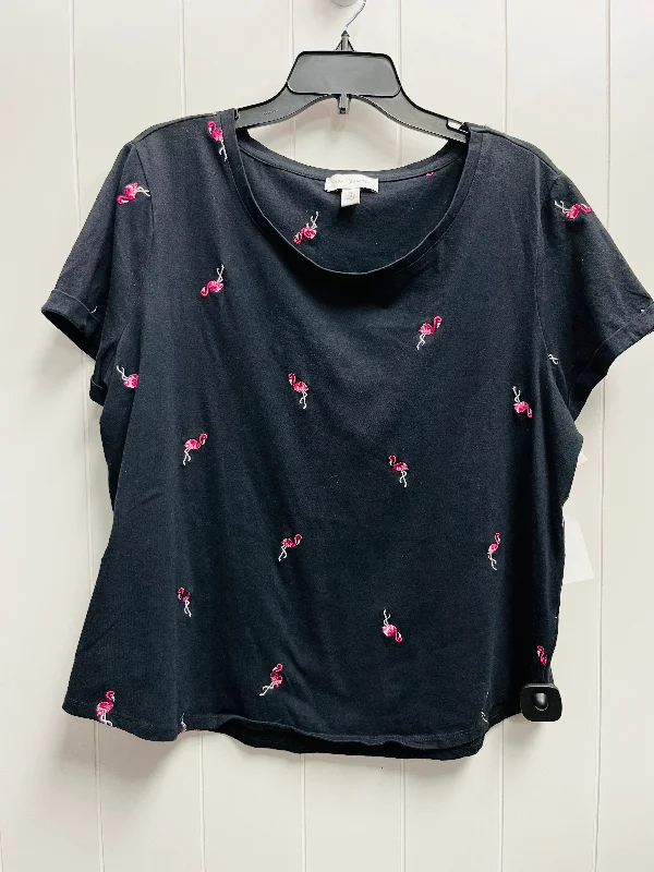 Top Short Sleeve By Vintage America In Black & Pink, Size: Xl