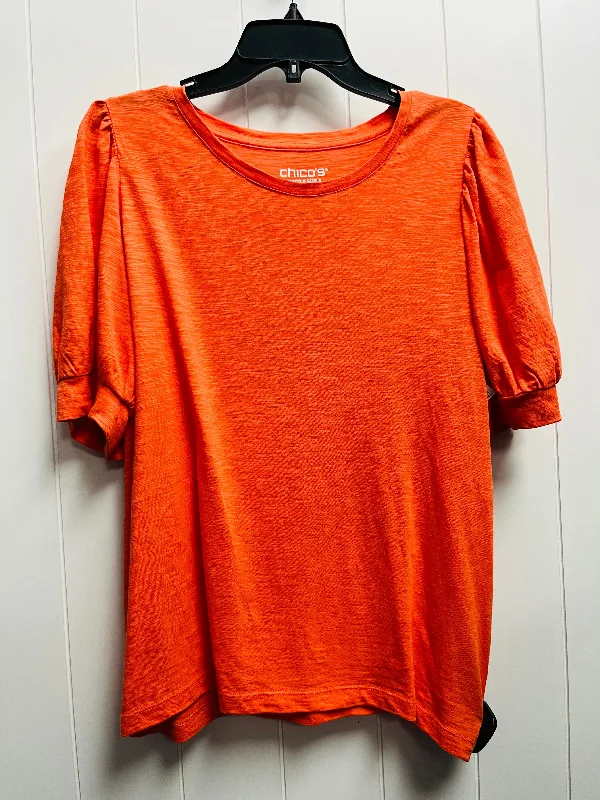 Top Short Sleeve By Chicos In Orange, Size: Xl