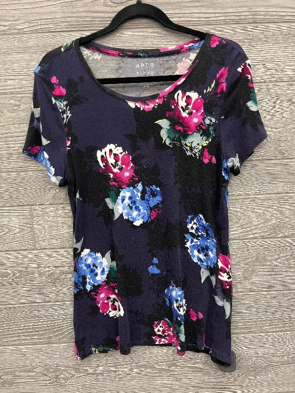 Top Short Sleeve By Apt 9 In Floral Print, Size: M