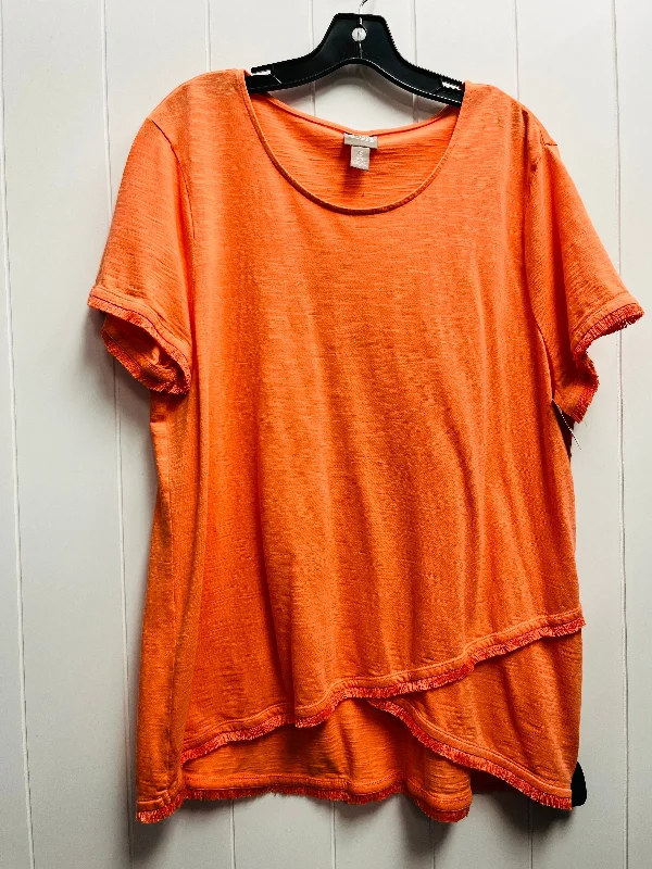 Top Short Sleeve By Chicos In Orange, Size: Xl