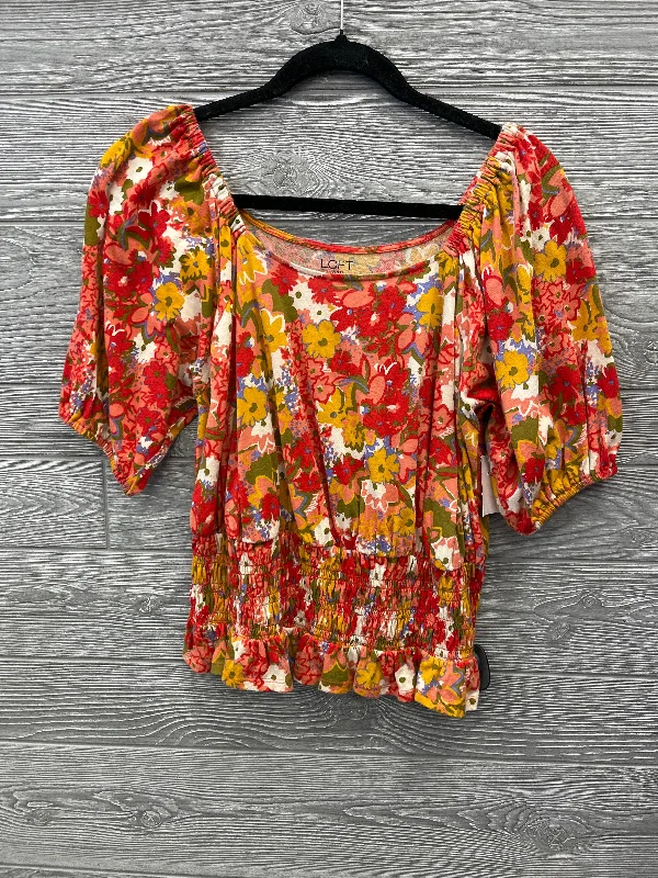 Top Short Sleeve By Loft In Floral Print, Size: M