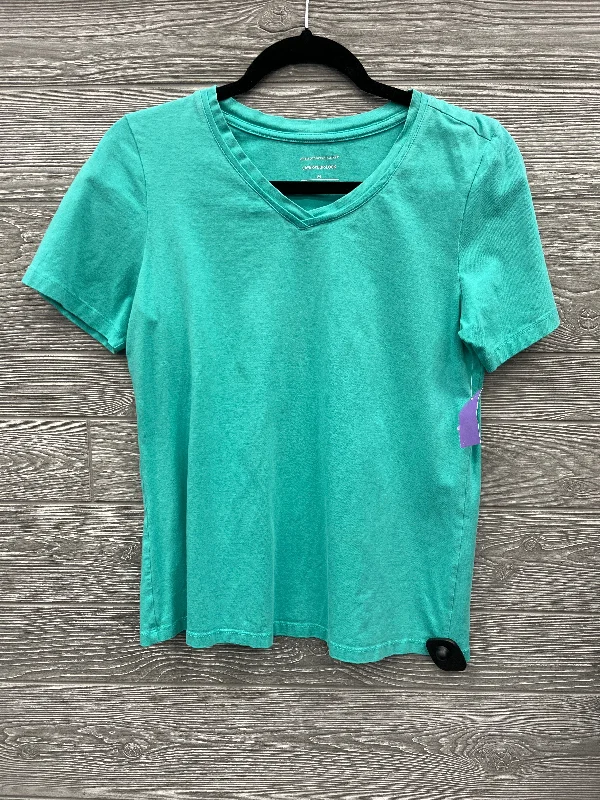 Top Short Sleeve Basic By Christopher And Banks In Aqua, Size: M