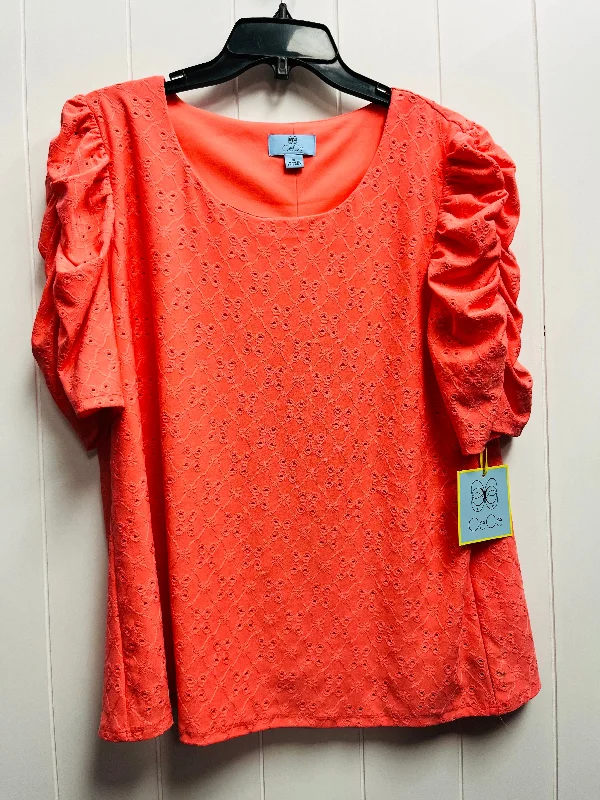 Top Short Sleeve By Cece In Orange, Size: Xl