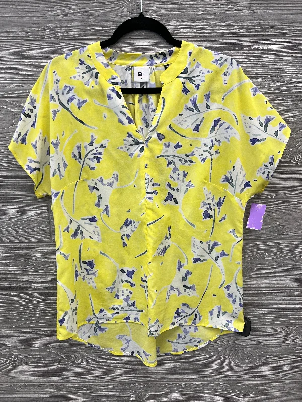 Top Short Sleeve By Cabi In Yellow, Size: M