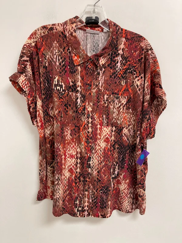 Top Short Sleeve By West Bound In Brown & Orange, Size: Xl