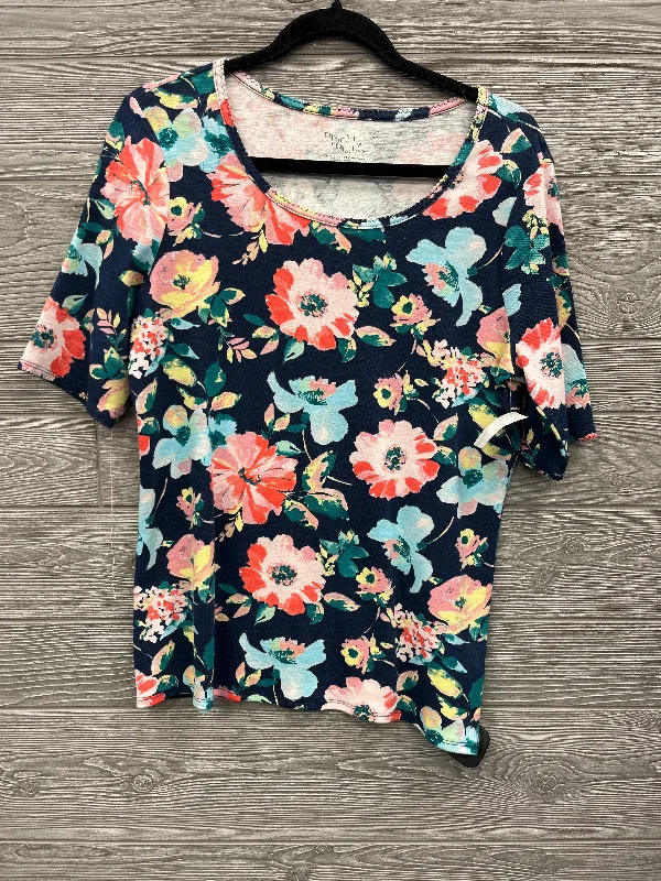 Top Short Sleeve By Time And Tru In Floral Print, Size: M