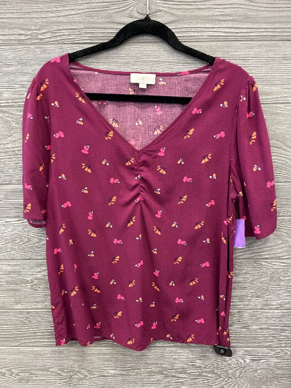 Top Short Sleeve By Loft In Purple, Size: M