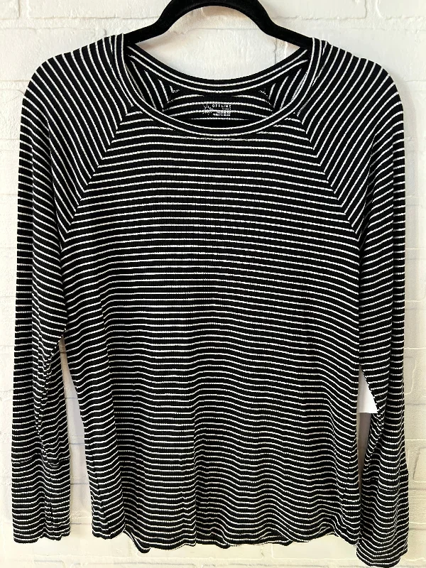 Top Long Sleeve Basic By Aerie In Black & White, Size: L