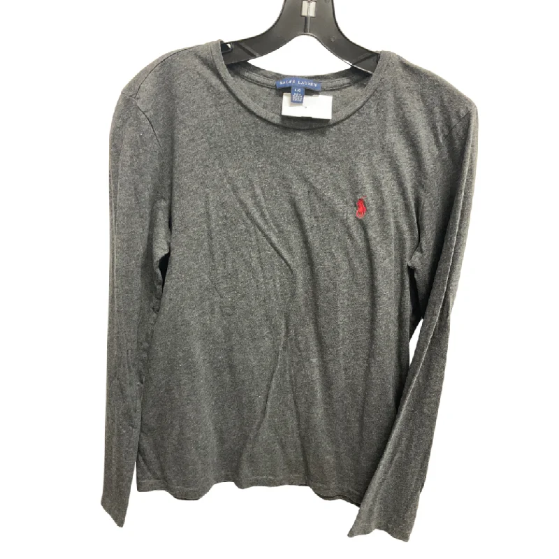 Top Long Sleeve Basic By Ralph Lauren In Grey, Size: L