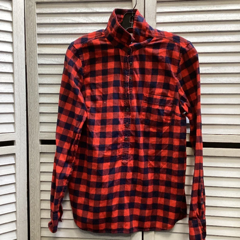 Top Long Sleeve By J. Crew In Plaid Pattern, Size: S