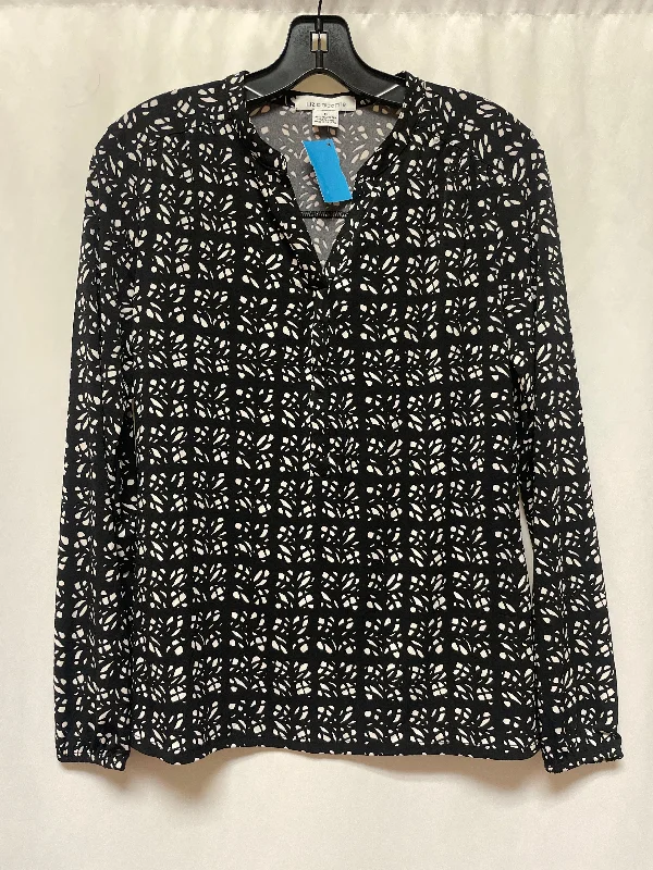 Top Long Sleeve By Liz Claiborne In Black & White, Size: S