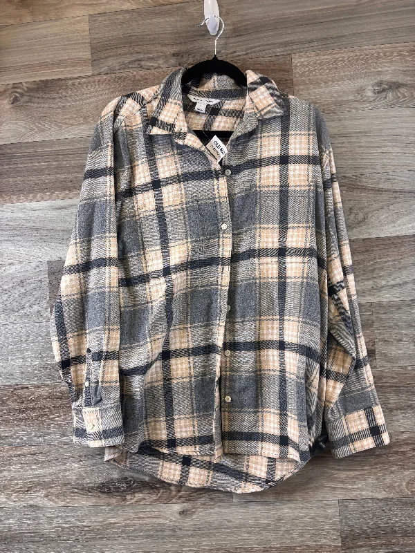 Top Long Sleeve By Old Navy In Plaid Pattern, Size: L