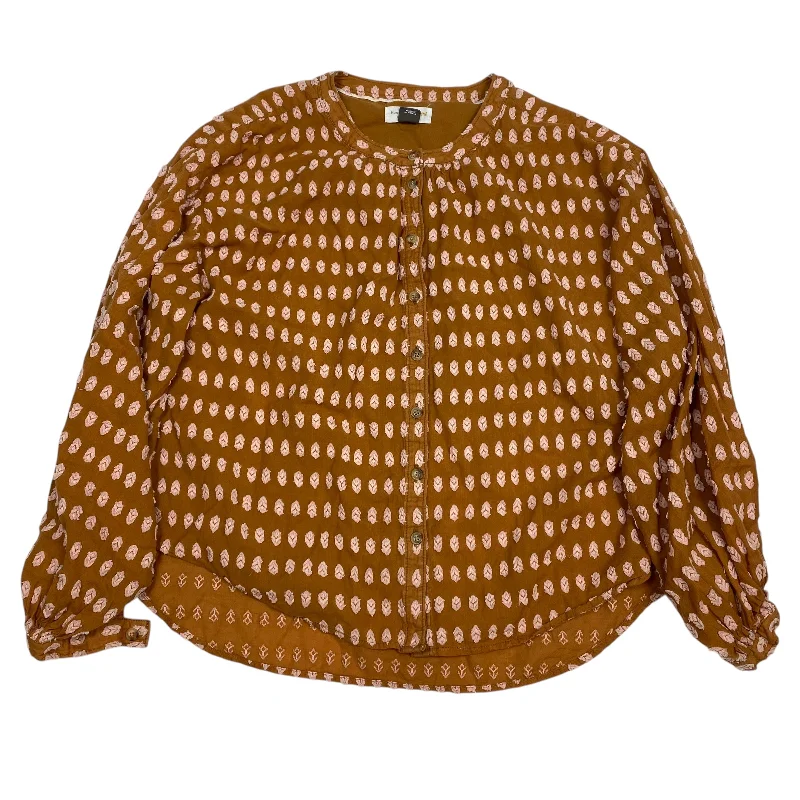 Top Long Sleeve By Pilcro In Brown, Size: S