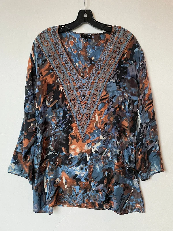 Top Long Sleeve By Tolani In Blue, Size: L