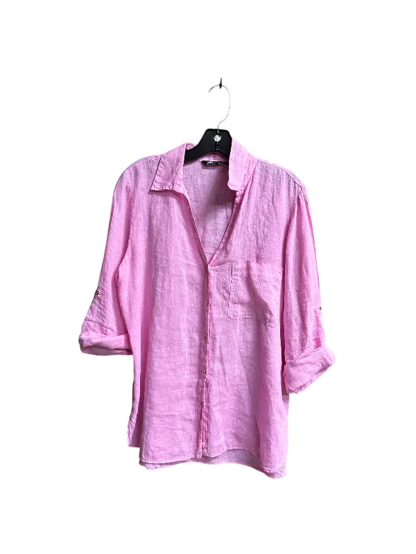 Top Long Sleeve By Zara In Pink, Size: L