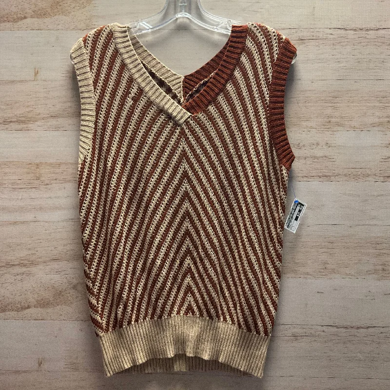 Vest Sweater By Clothes Mentor In Brown, Size: L