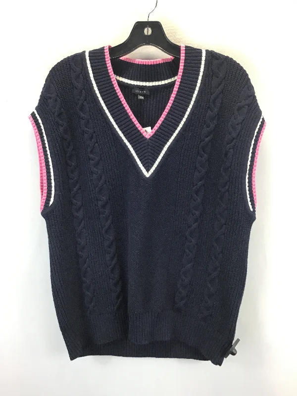 Vest Sweater By Talbots In Blue & Pink, Size: L