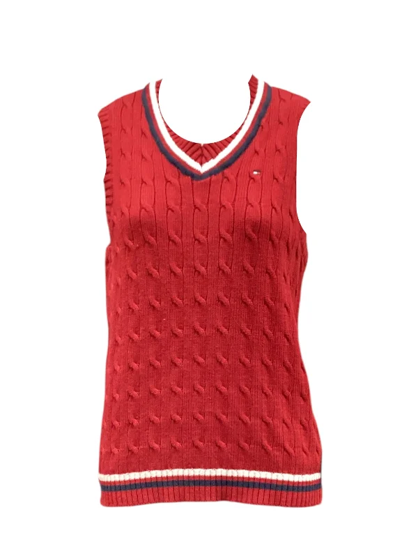 Vest Sweater By Tommy Hilfiger In Red, Size: L