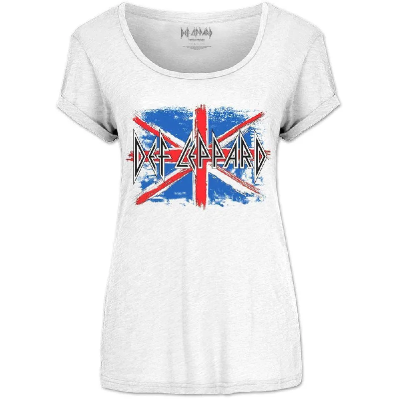 T-Shirt - Def Leppard - Union Jack - White - Lady