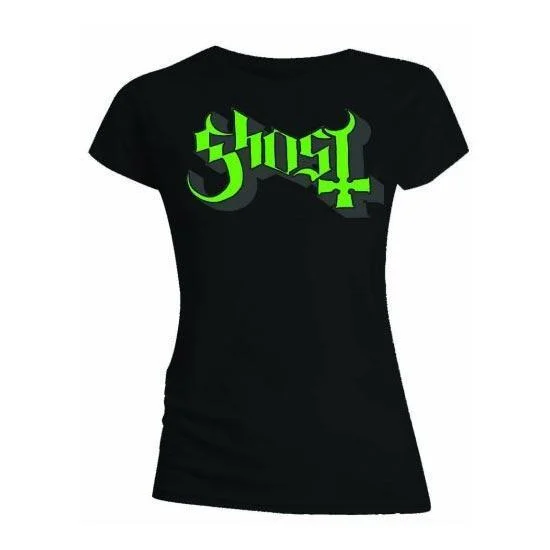 T-Shirt - Ghost - Green Keyline Logo - Skinny Fit - Lady