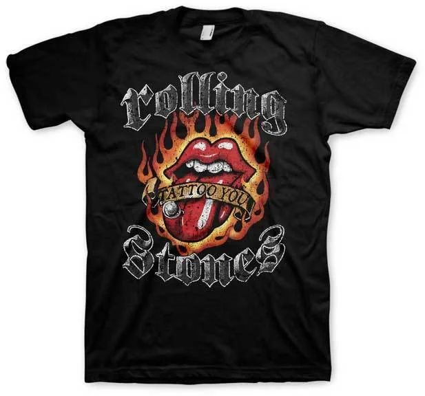 T-Shirt - Rolling Stones - Flaming Tattoo Tongue