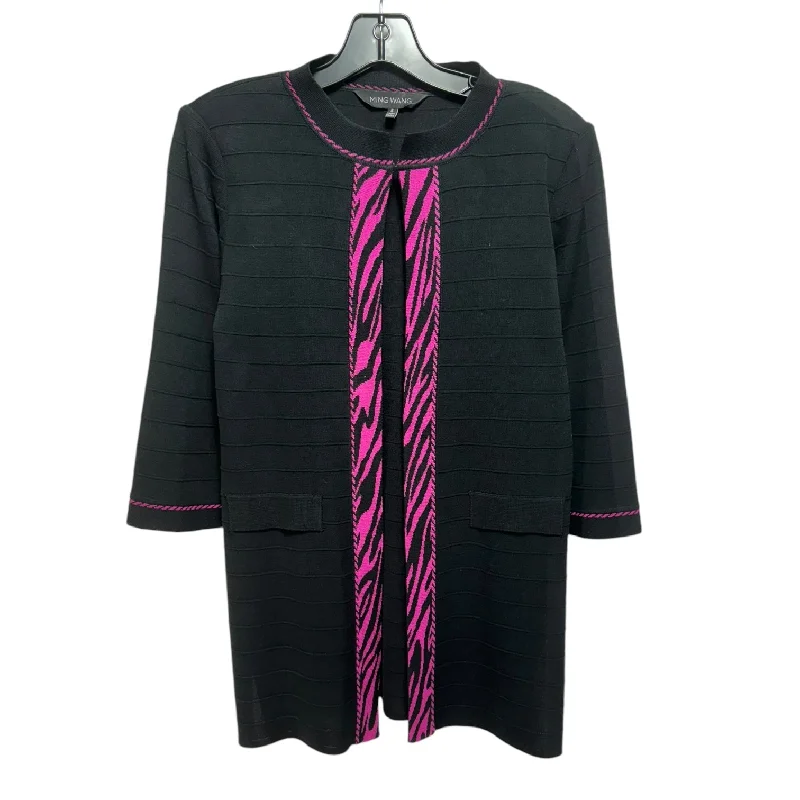 Cardigan By Ming Wang In Black & Pink, Size: S