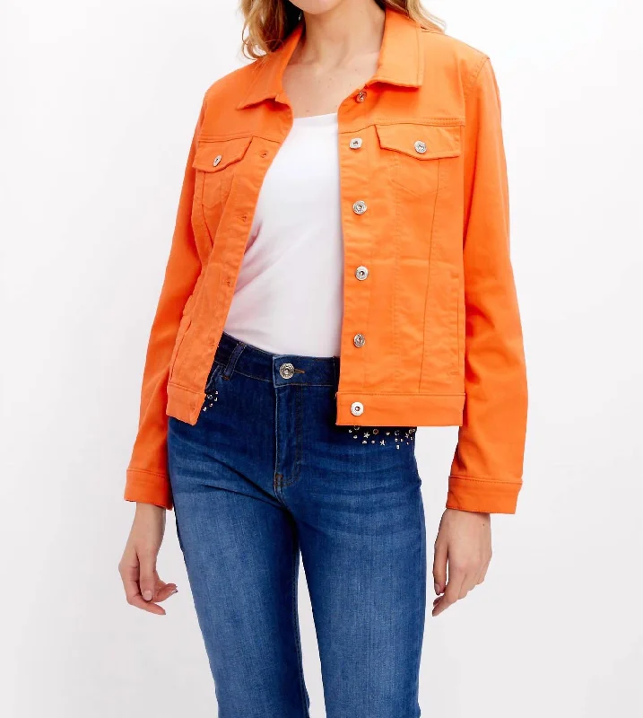 Casual Everyday Buttoned Jacket In Orange