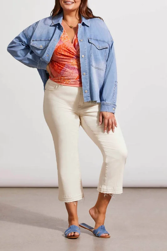 Crop Curvy Denim Jacket In Sky Blue