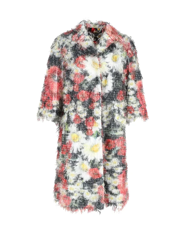 Dolce & Gabbana Fil Coupé Coat in Floral Print Polyester