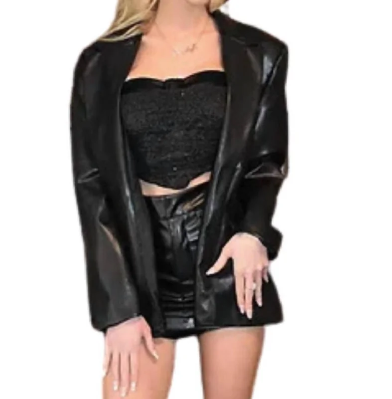 Faux Leather Jacket In Black