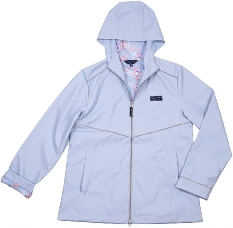 Full Zip Rain Jacket In Surf