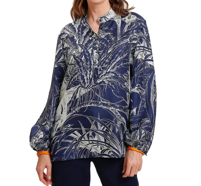 Jungle Silk Shirt In Navy