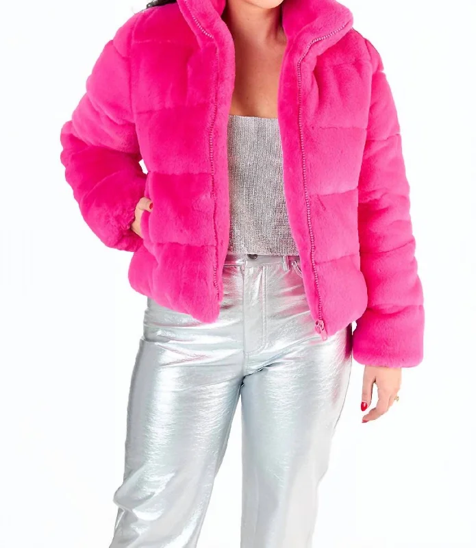 Noella Faux Fur Jacket In Pink