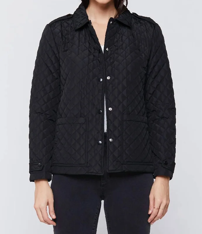 Rae Quilted Snap Down Jacket In Black