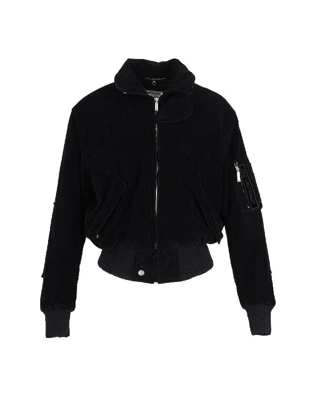 Saint Laurent Corduroy Bad Lieutenant Bomber Jacket in Black Cotton