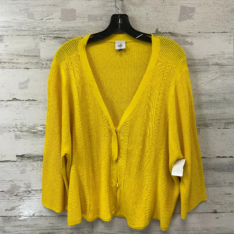 Sweater Cardigan By Cabi In Yellow, Size: M