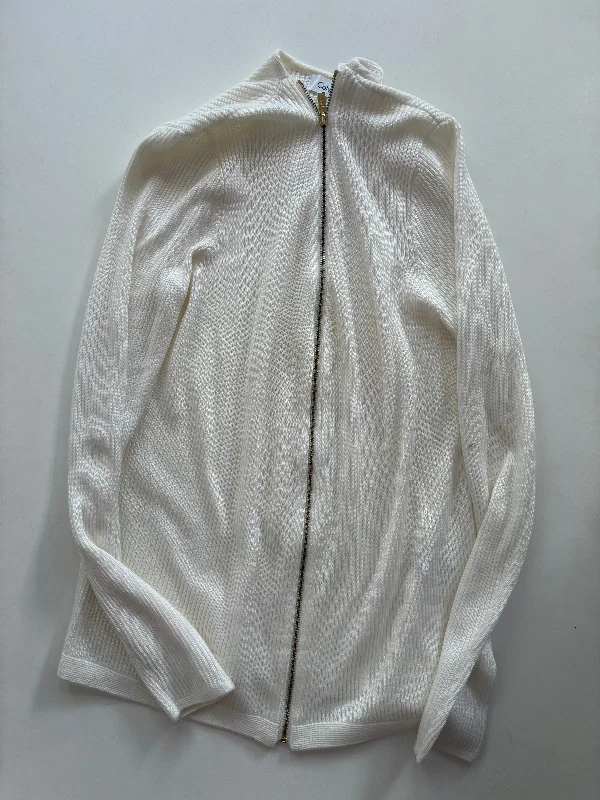 Sweater Cardigan By Calvin Klein In Cream, Size: S