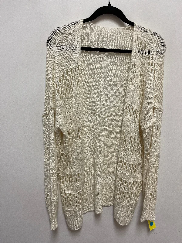 Sweater Cardigan By Clothes Mentor In Cream, Size: L