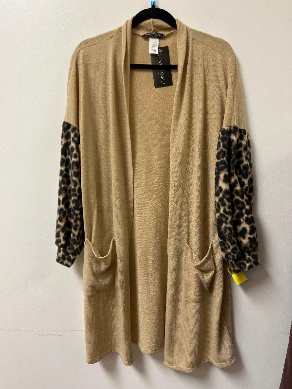 Sweater Cardigan By Clothes Mentor In Tan, Size: L