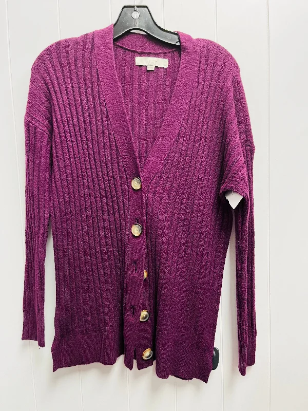 Sweater Cardigan By Loft In Purple, Size: M