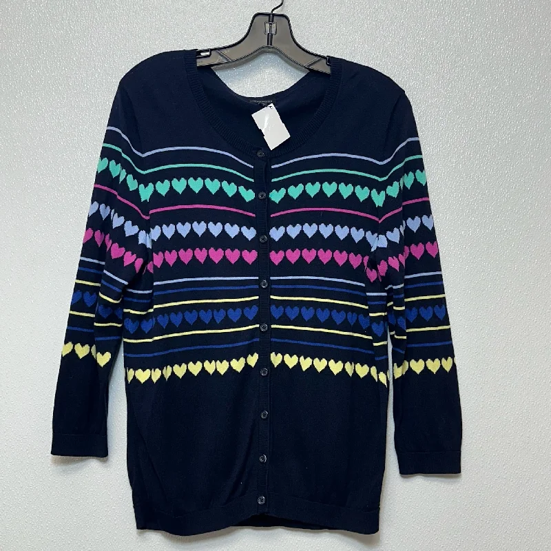 Sweater Cardigan By Talbots O In Navy, Size: L