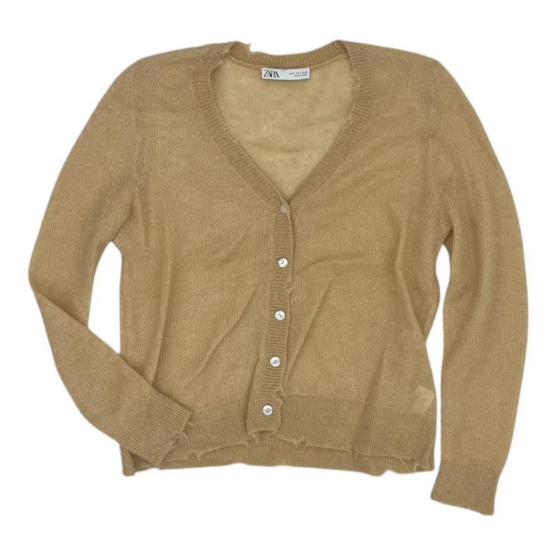 Sweater Cardigan By Zara In Tan, Size:S