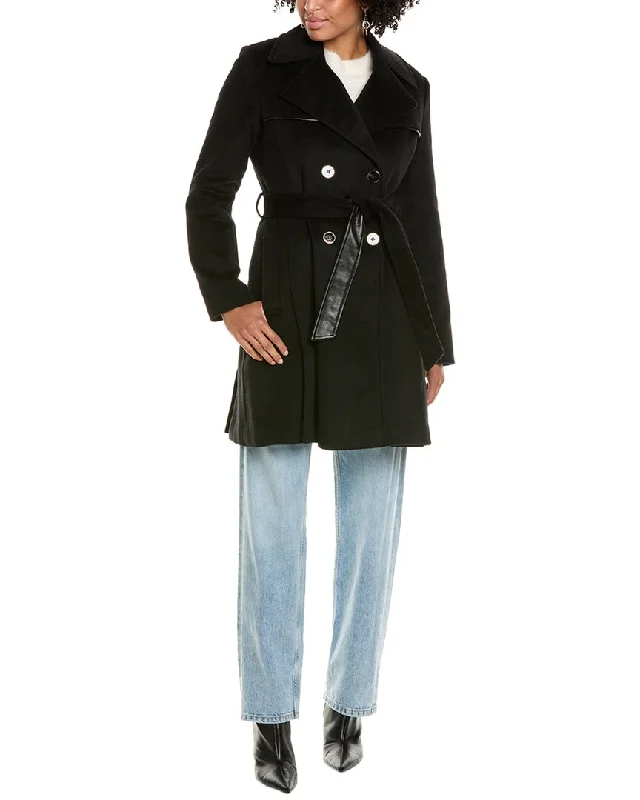 Via Spiga Pleated Wool-Blend Coat