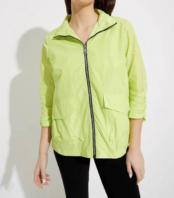 Zip Front Jacket In Exotic Lime