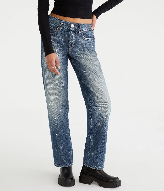 Aeropostale Low-Rise Embellished Baggy Jean