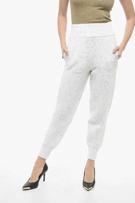 Art Essay Cotton Knit High Waisted Joggers