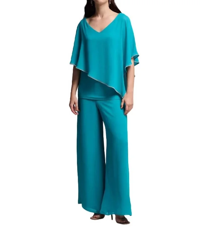 Chiffon Pant In Ocean Blue